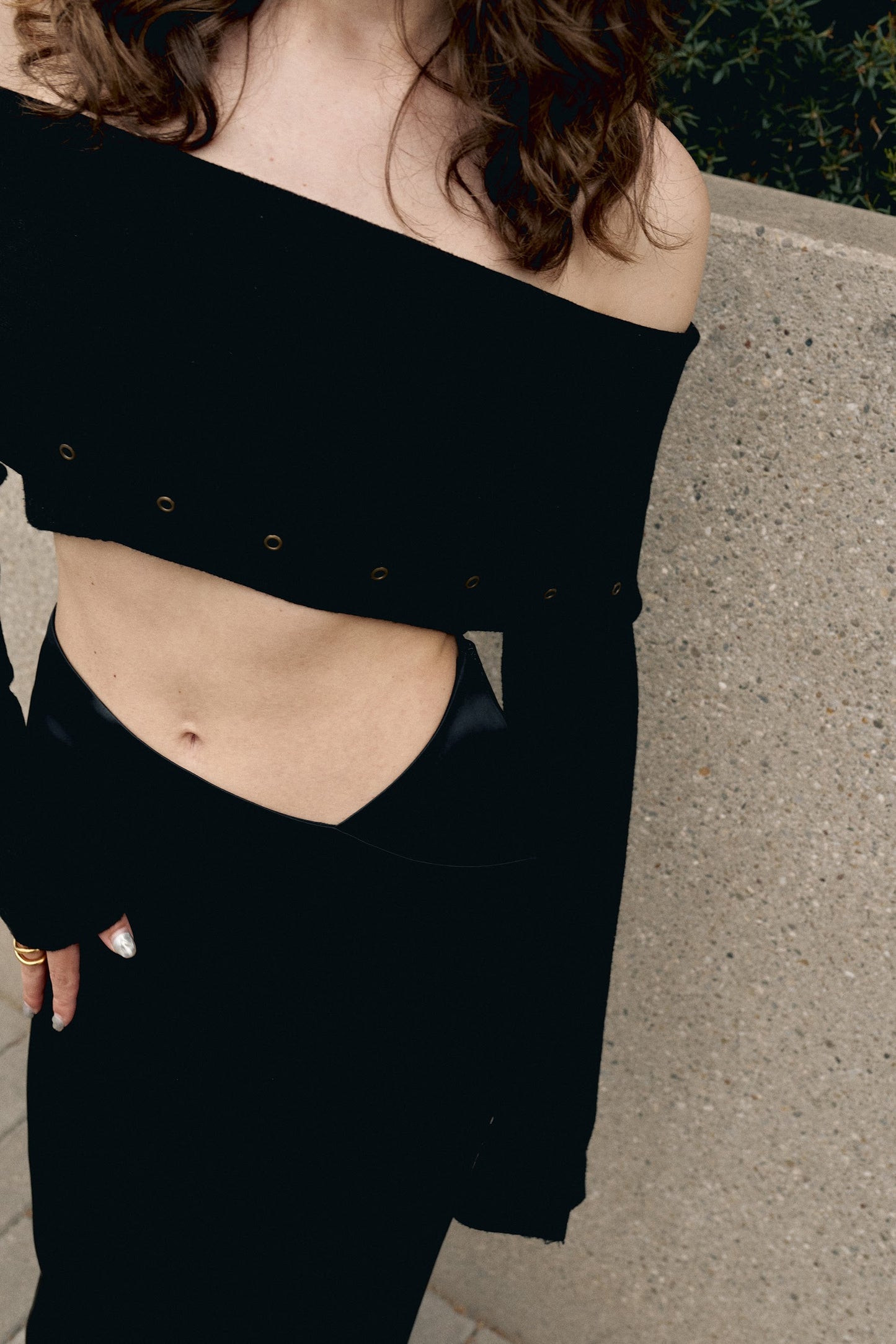 ASYMMETRIC SATIN SKIRT. BLACK