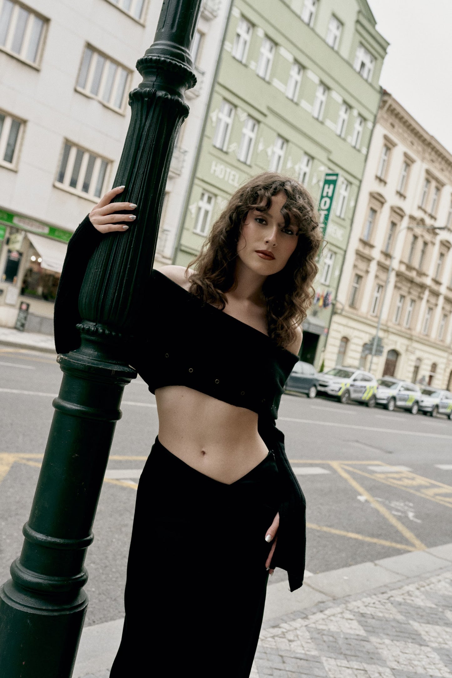 ASYMMETRIC SATIN SKIRT. BLACK