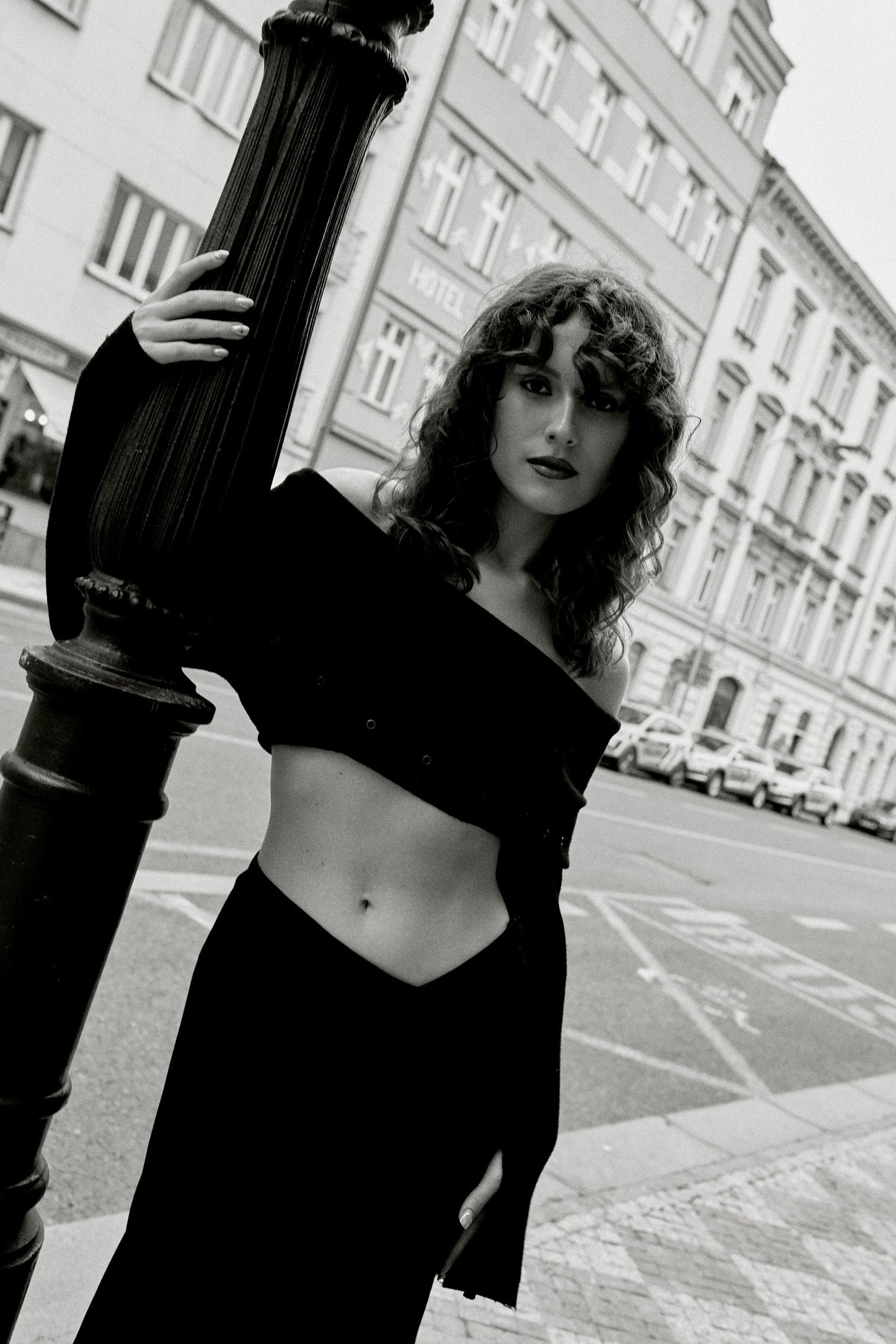 ASYMMETRIC SATIN SKIRT. BLACK