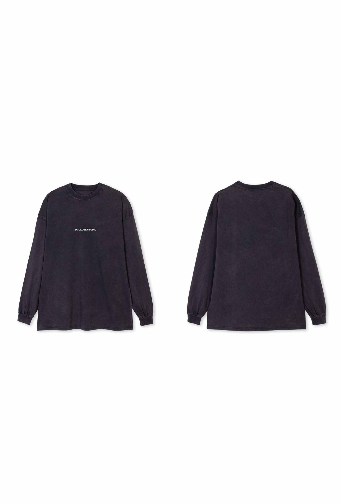 Heavyweight Washed gray longsleeve - "So close studio"