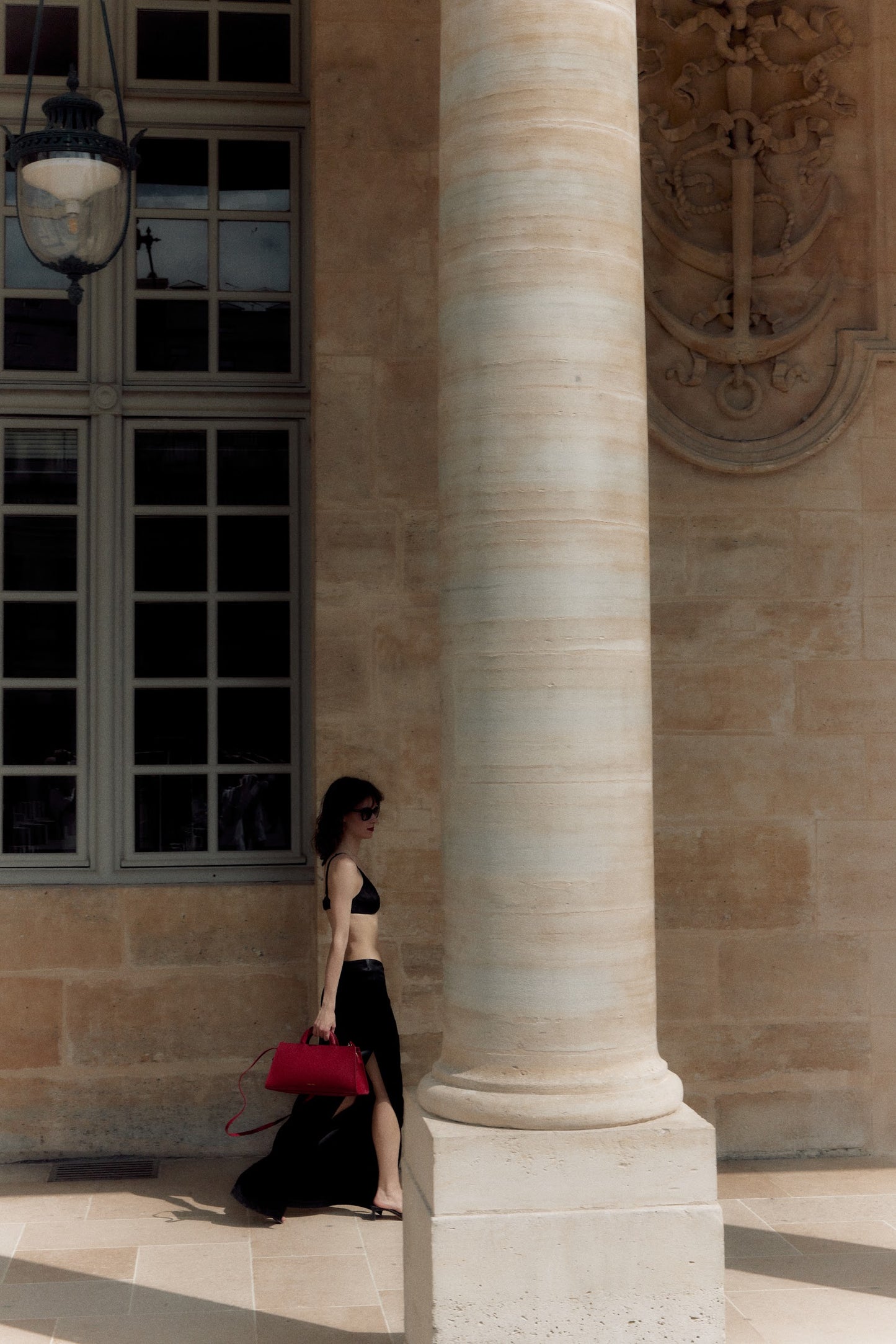 ASYMMETRIC SATIN SKIRT. BLACK