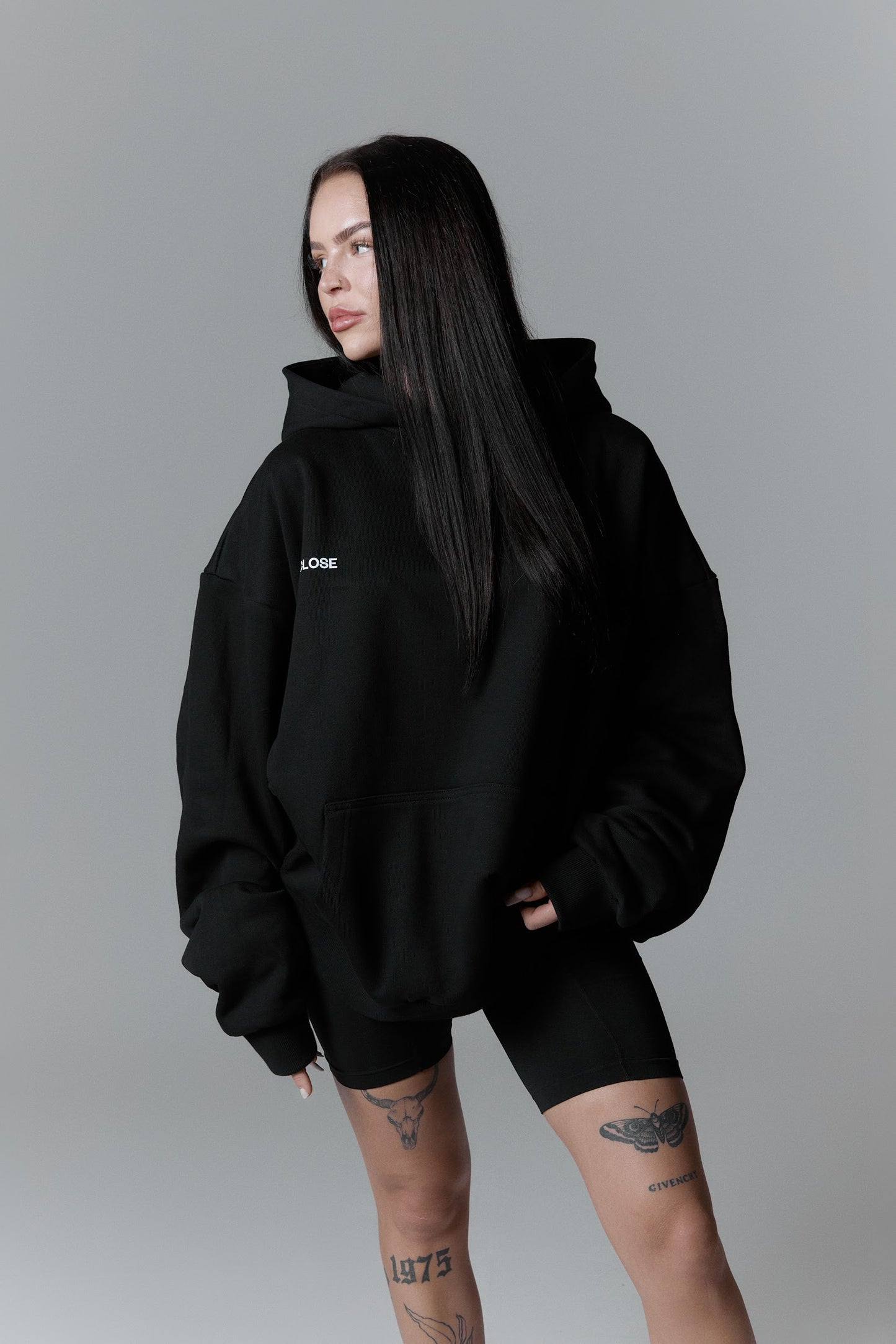 Heavyweight Black hoodie - "LHNG"