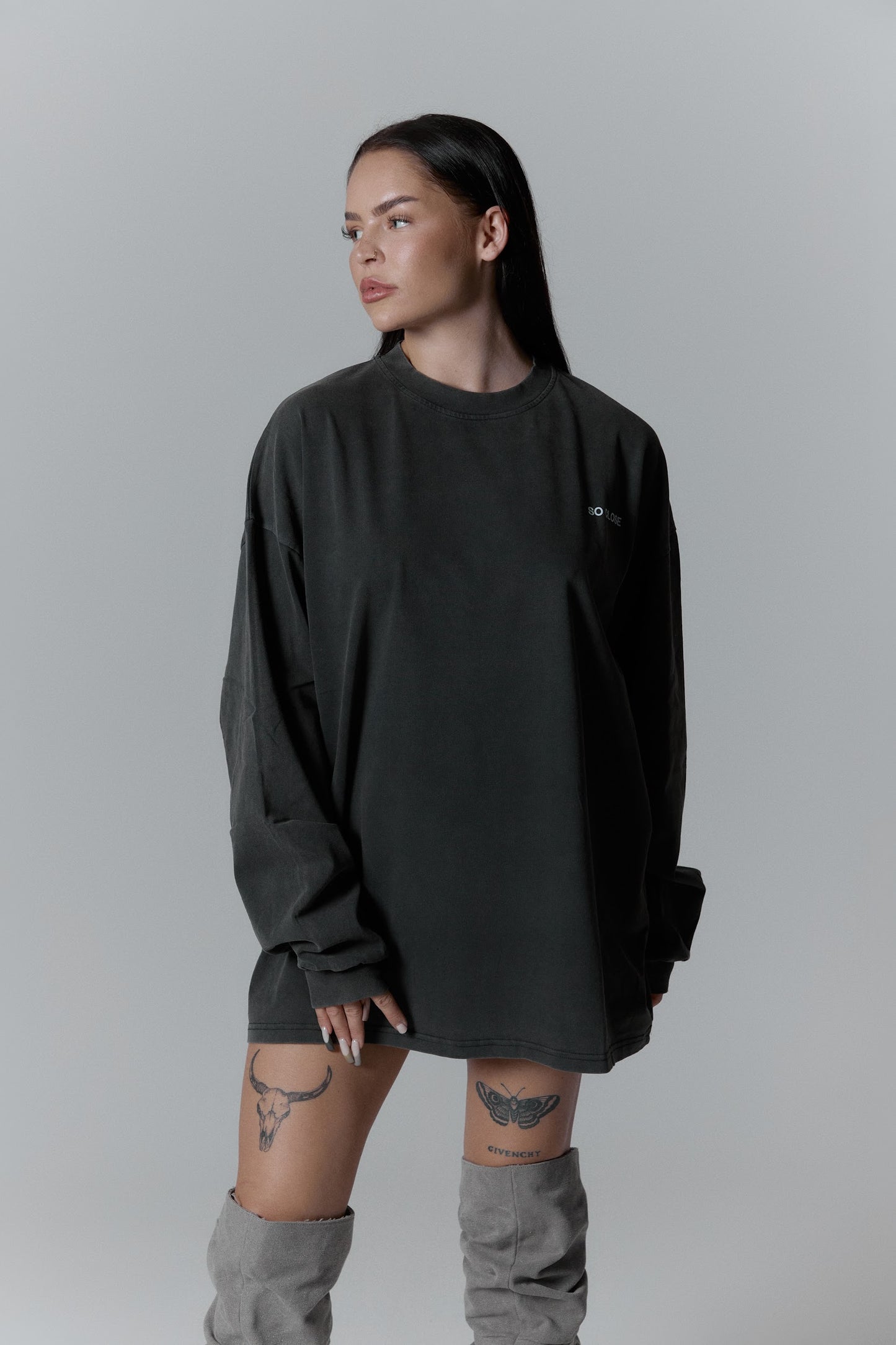 Heavyweight Washed gray longsleeve - "By S"