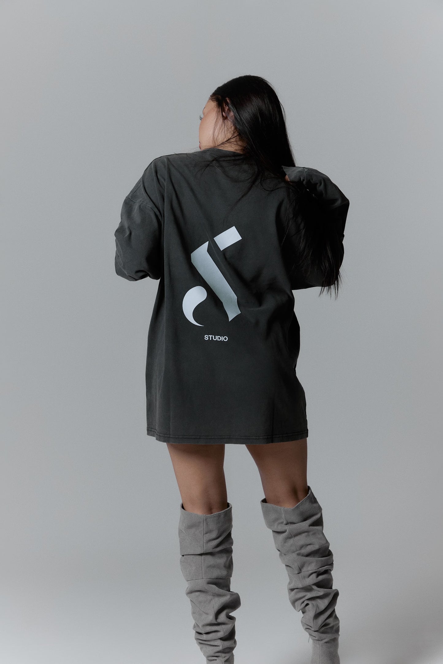 Heavyweight Washed gray longsleeve - "By S"