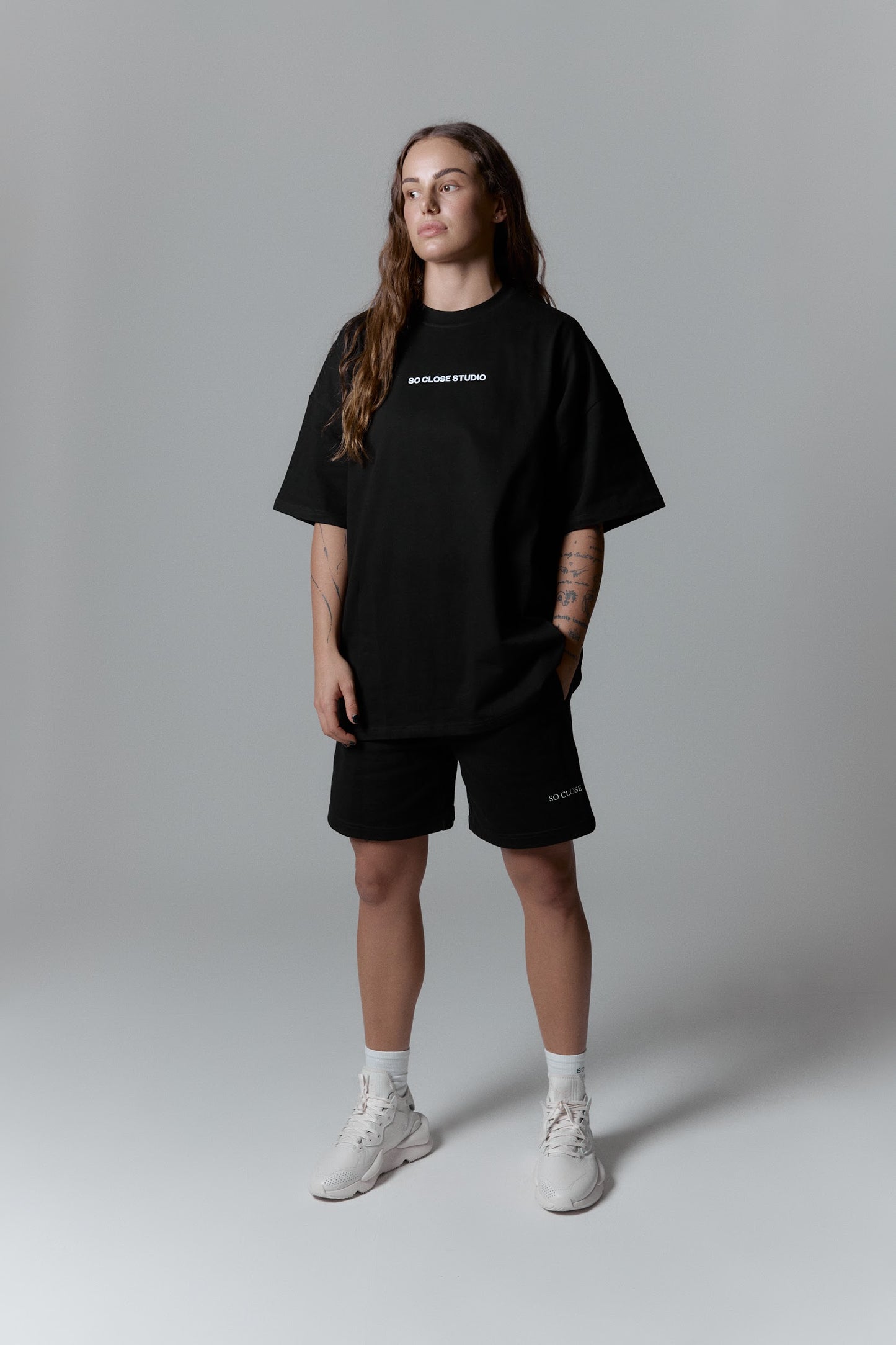 Heavyweight Washed gray t-shirt - "So close studio"