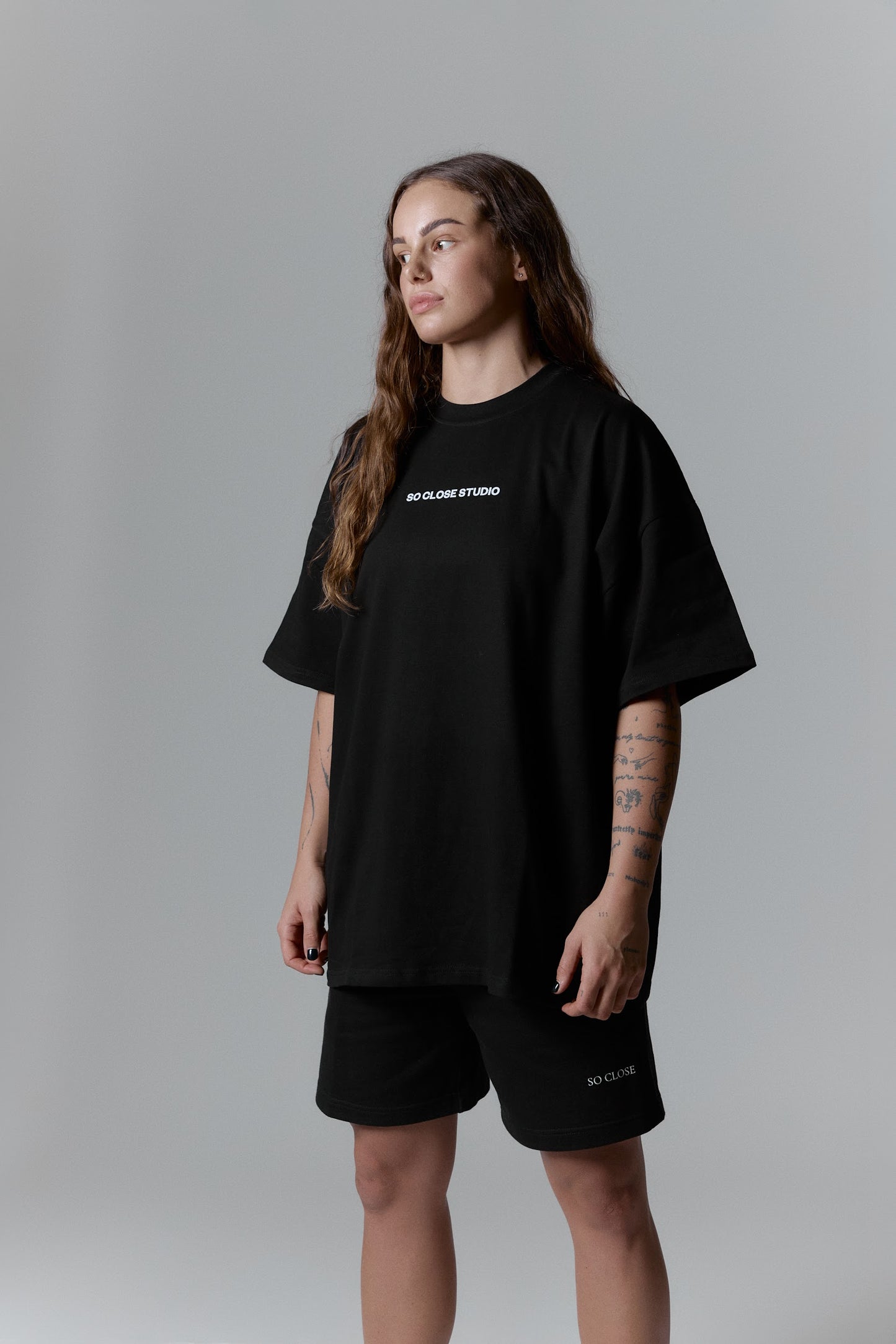 Heavyweight Washed gray t-shirt - "So close studio"
