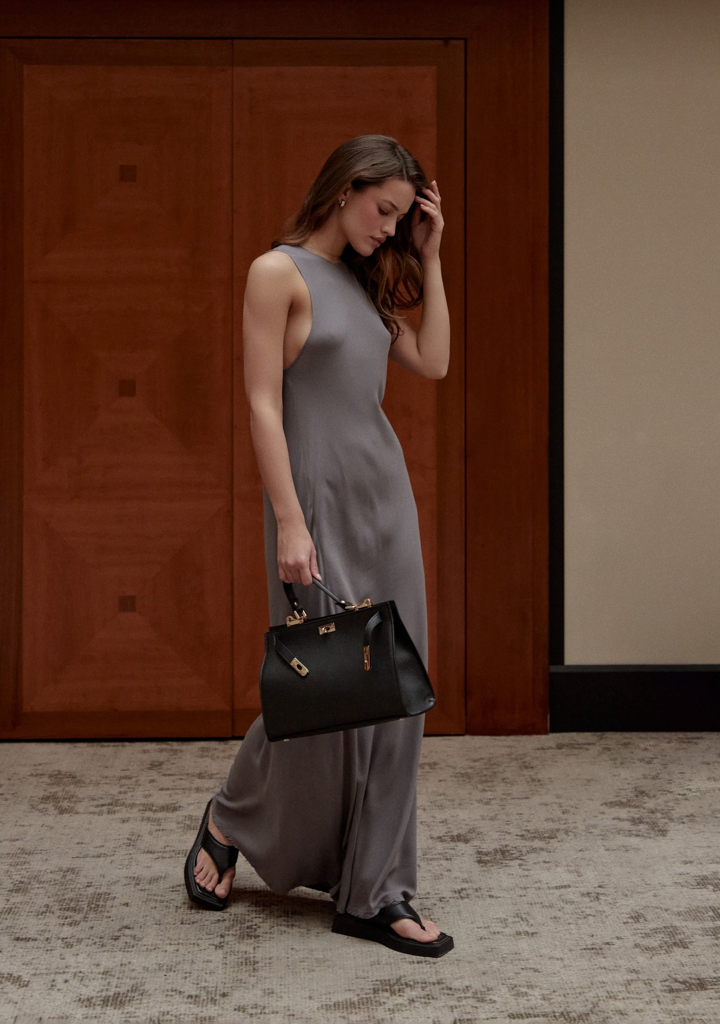 "DAILY" dress. Gray