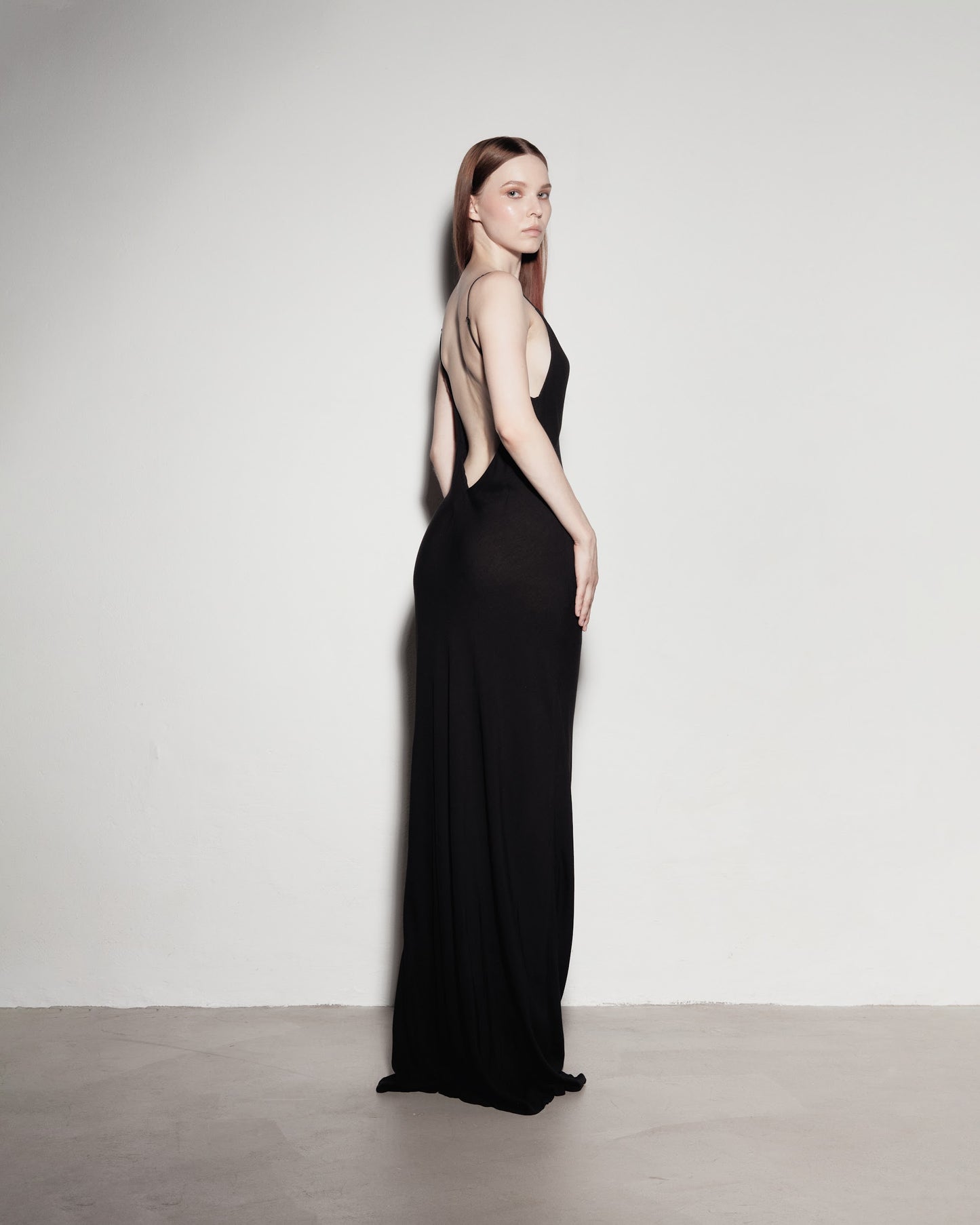 Max's dress with her back exposed. Black