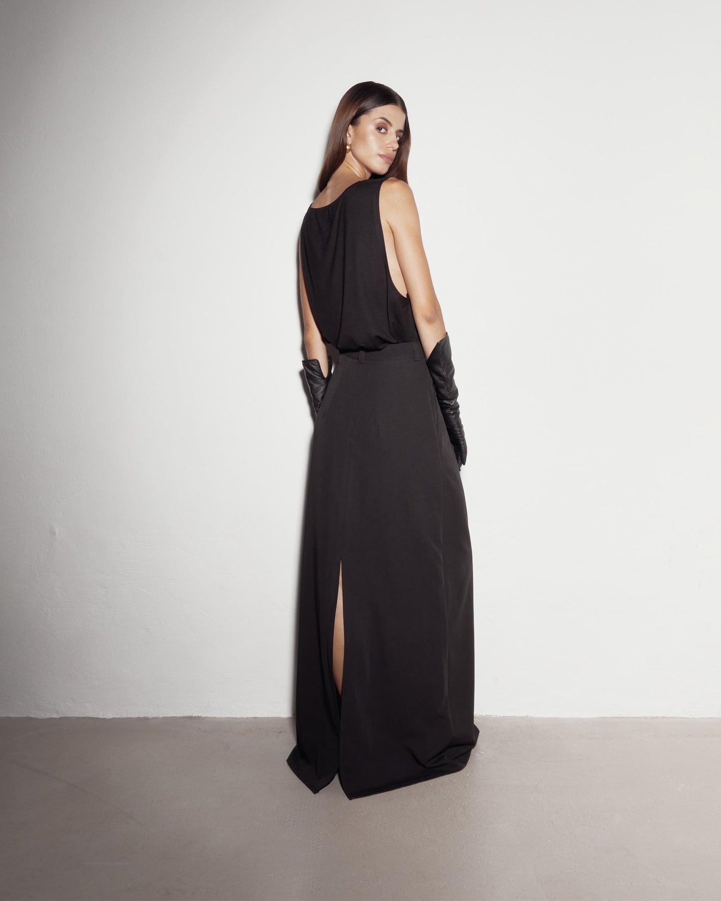 "OFFICE" MAXI skirt. BLACK