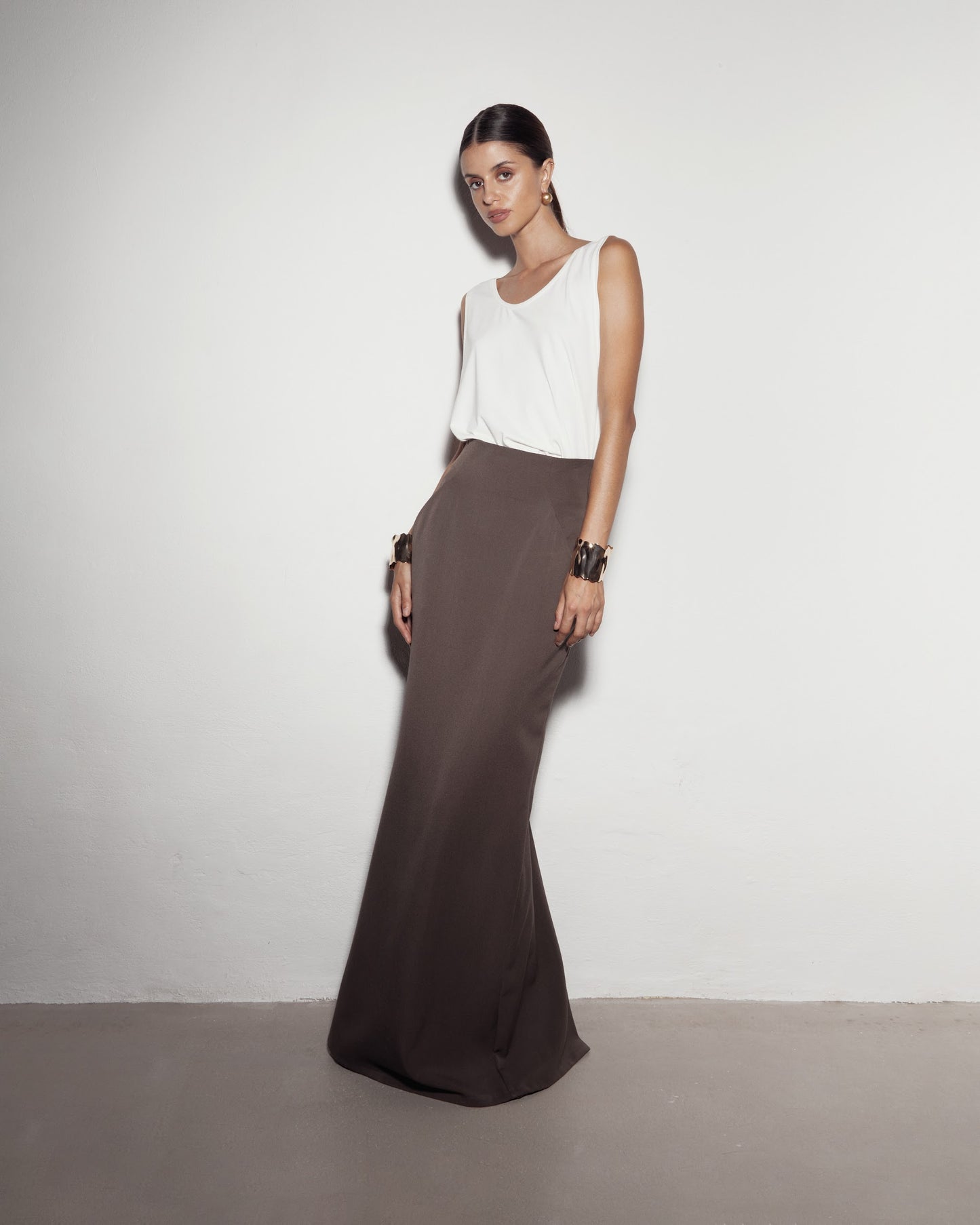 ICONIC MAXI skirt. Brown | Beige