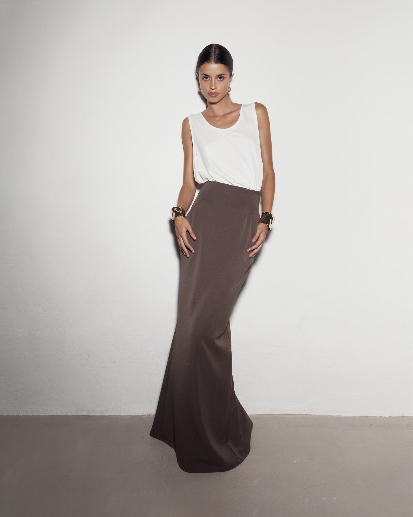 ICONIC MAXI skirt. Brown | Beige