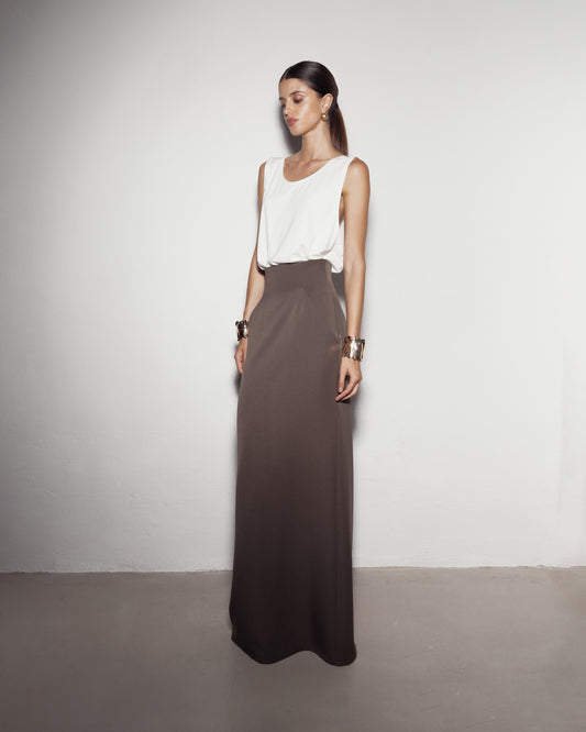 ICONIC MAXI skirt. Brown | Beige