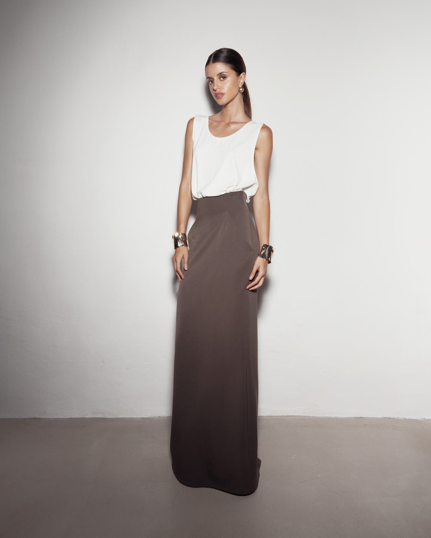 ICONIC MAXI skirt. Brown | Beige