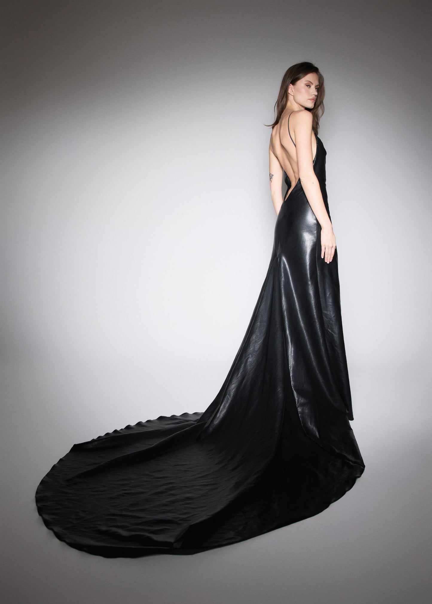 RED CARPET DRESS. VEGAN LEATHER