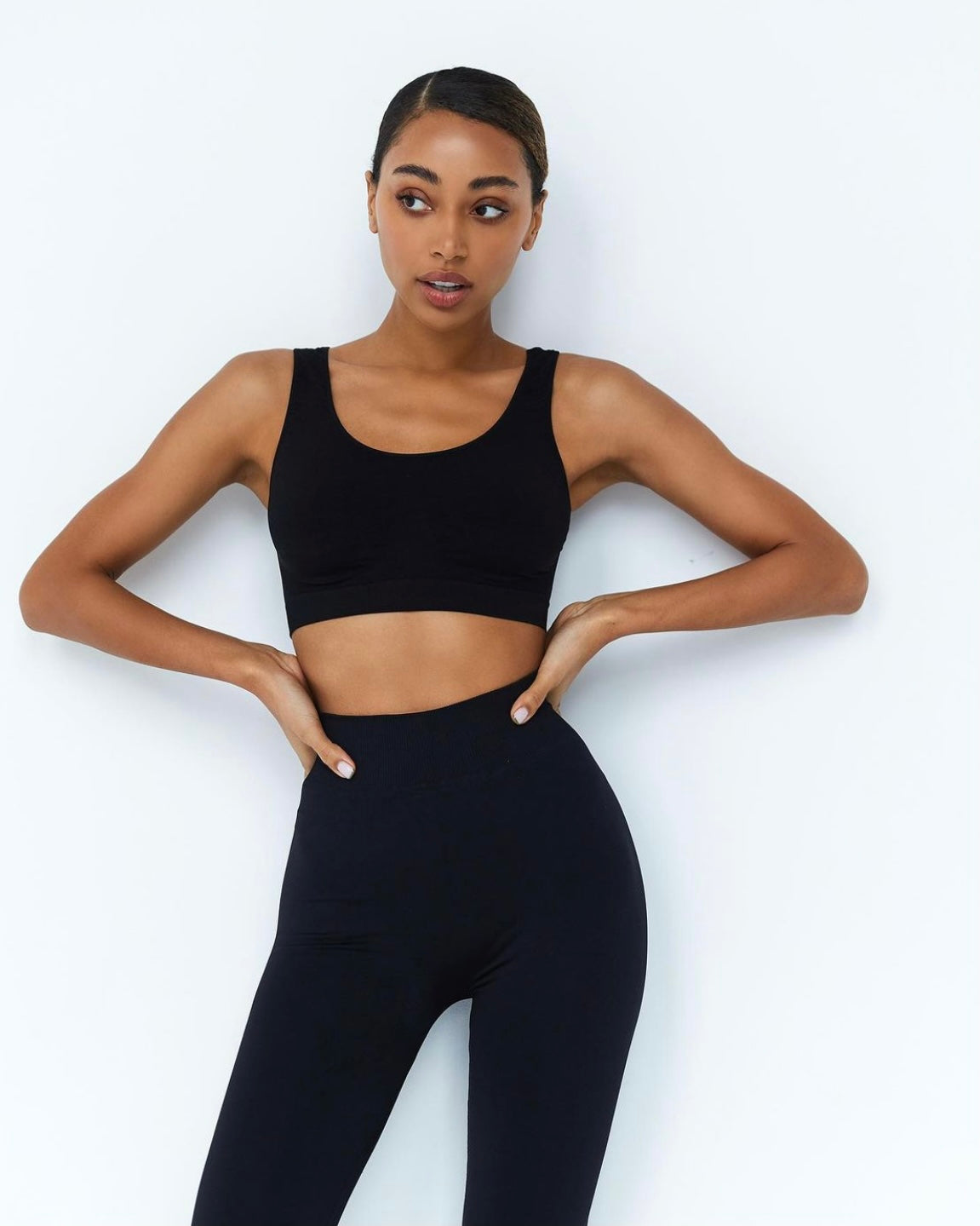 String top & Leggings Set - Night Black