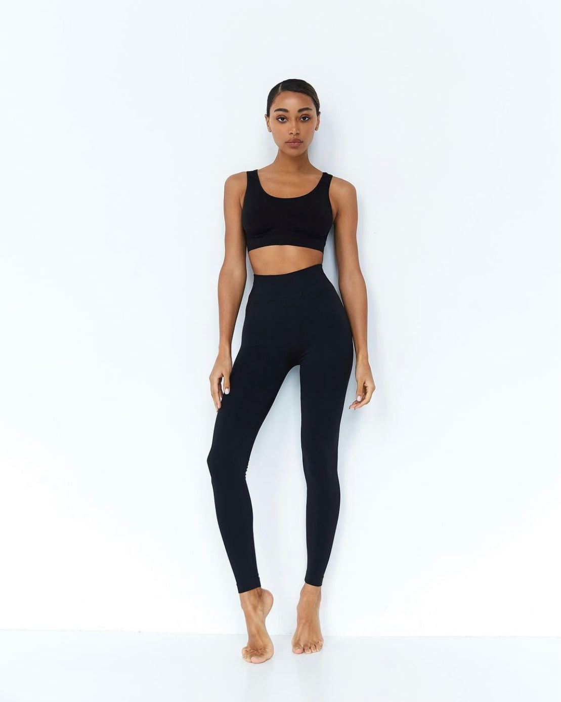 String top & Leggings Set - Night Black