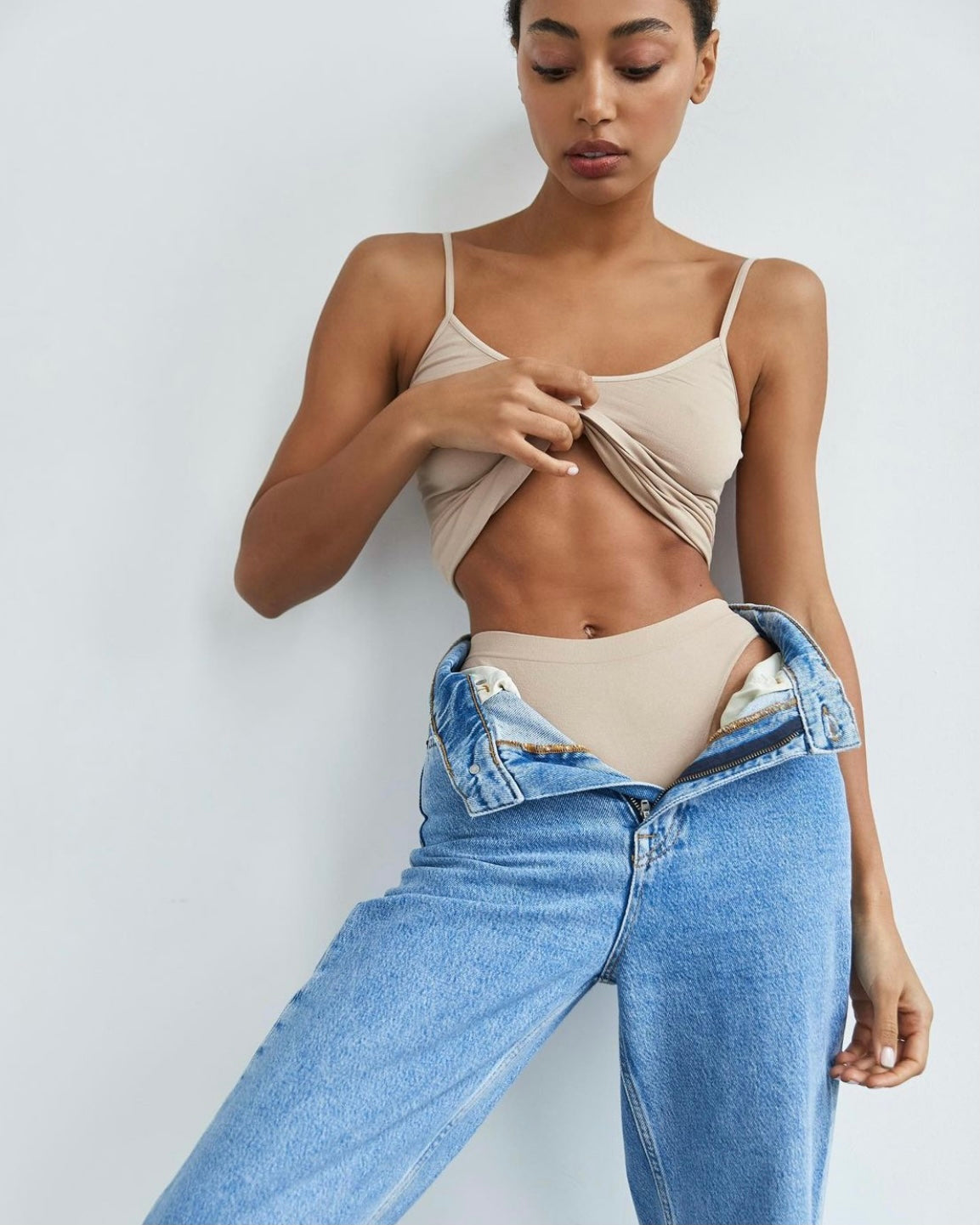 String top & Leggings Set - Sand Beige