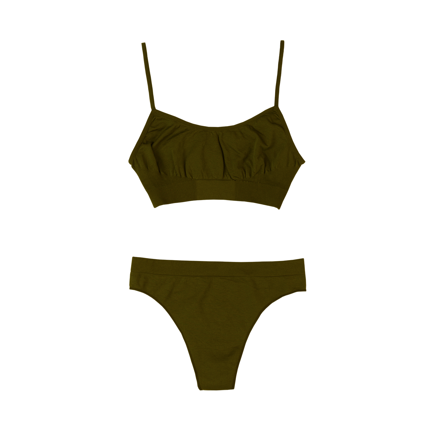 Seamless Underwear Set - Olive Green