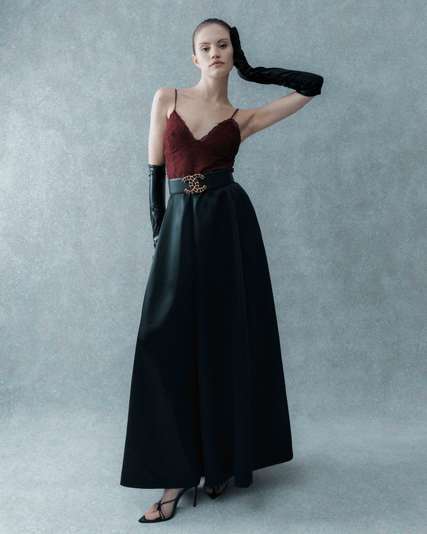 SATIN SKIRT. BLACK