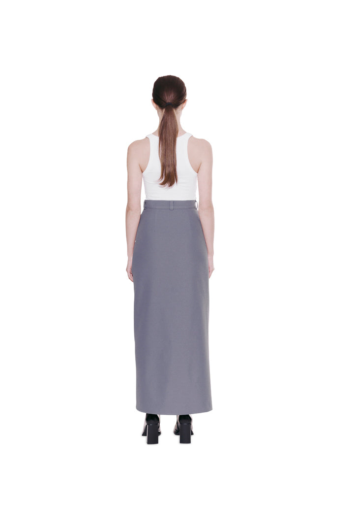 SET: MIDI SKIRT, CORSET. GRAY- PURPLE.