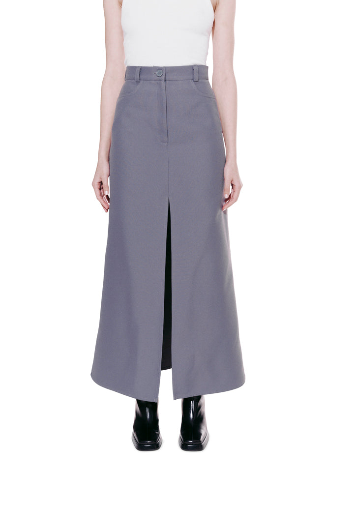 SET: MIDI SKIRT, CORSET. GRAY- PURPLE.