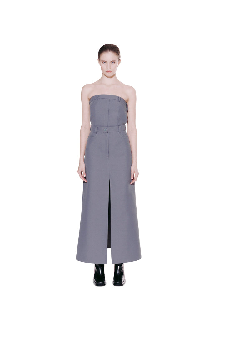 SET: MIDI SKIRT, CORSET. GRAY- PURPLE.