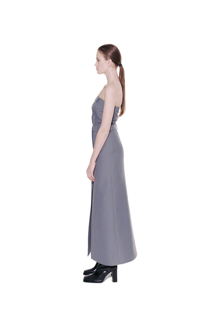 SET: MIDI SKIRT, CORSET. GRAY- PURPLE.