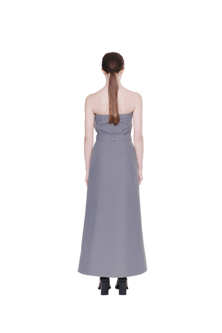 SET: MIDI SKIRT, CORSET. GRAY- PURPLE.