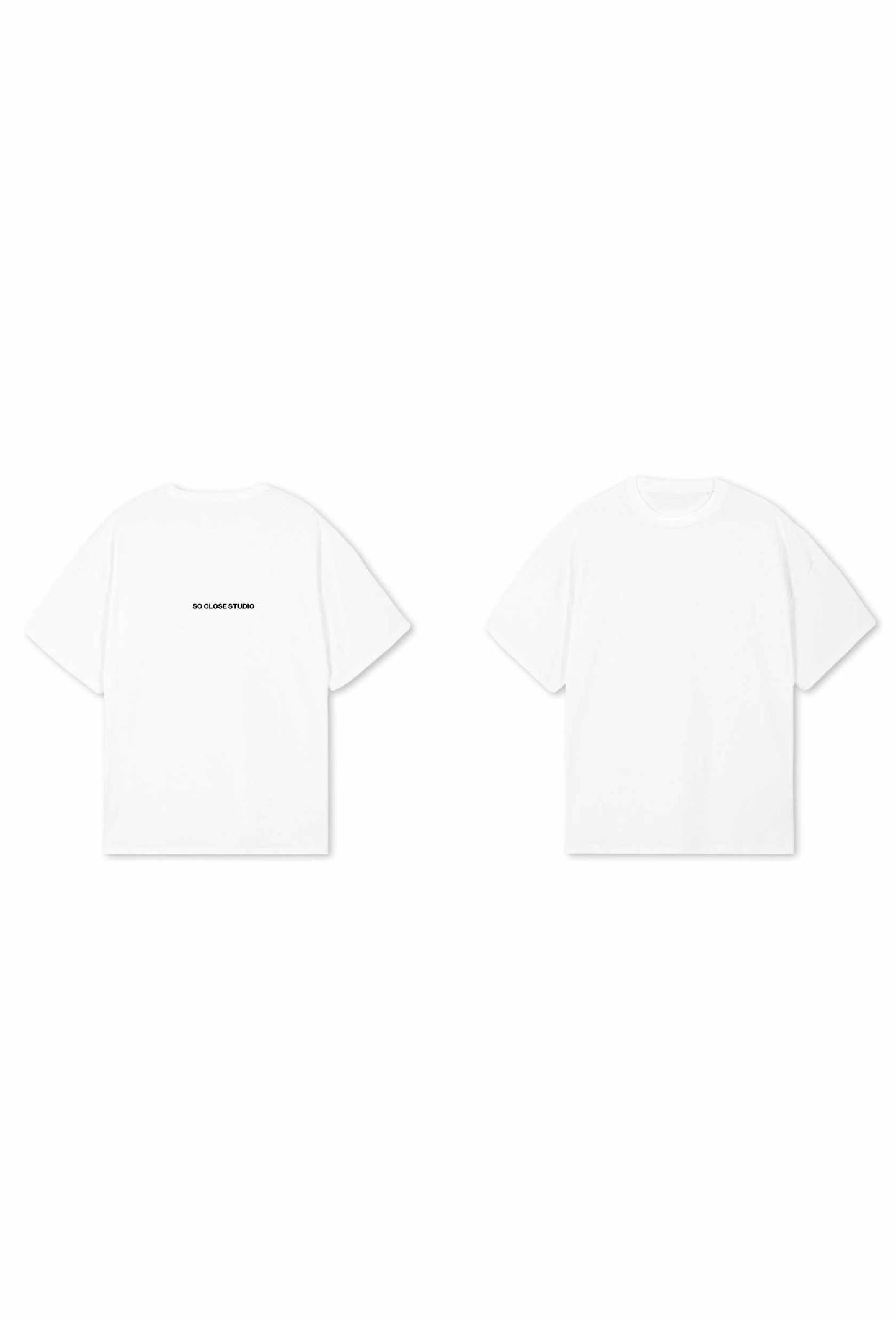 Heavyweight White t-shirt - "So close studio"