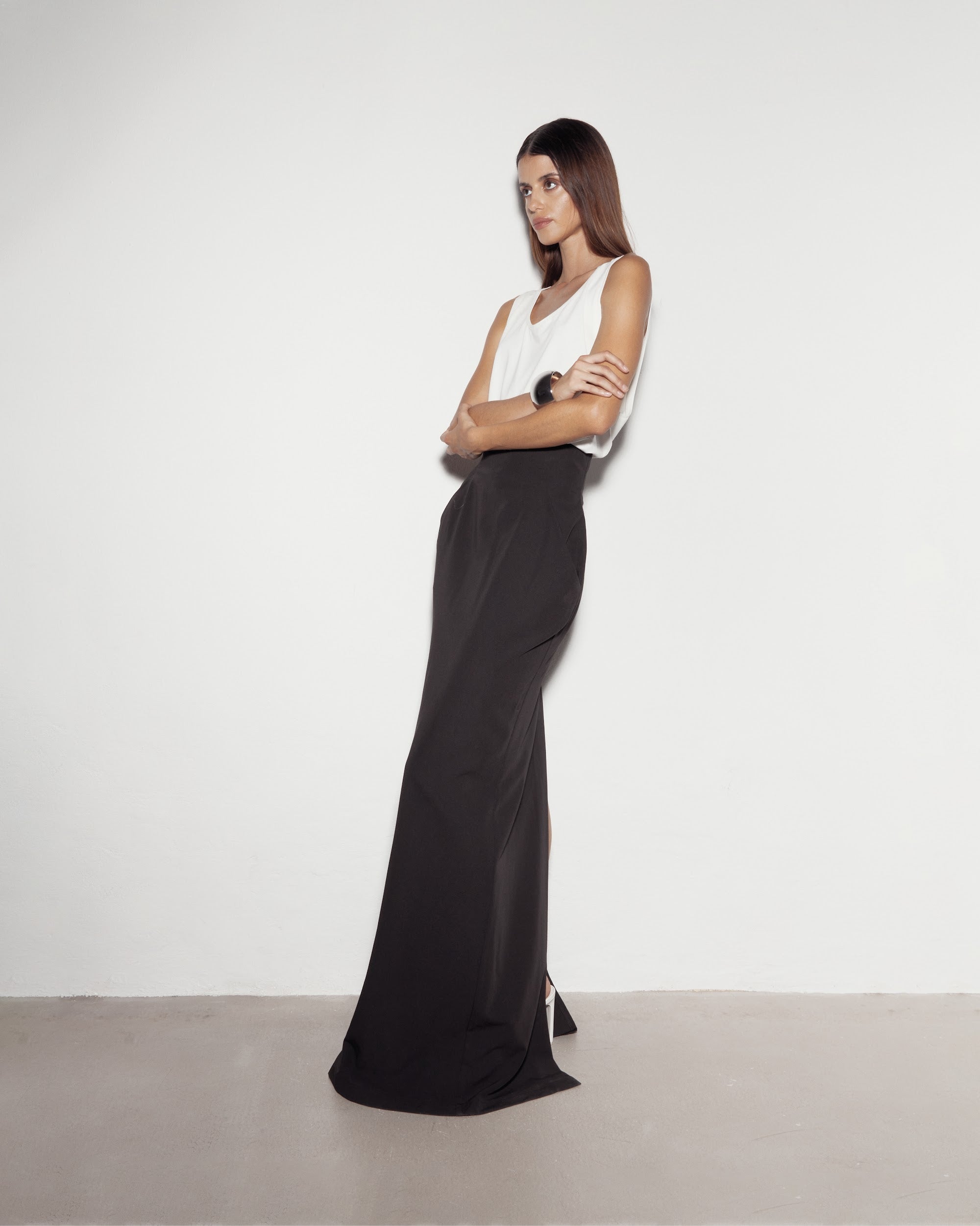 ICONIC MAXI skirt. BLACK xs Gabardine