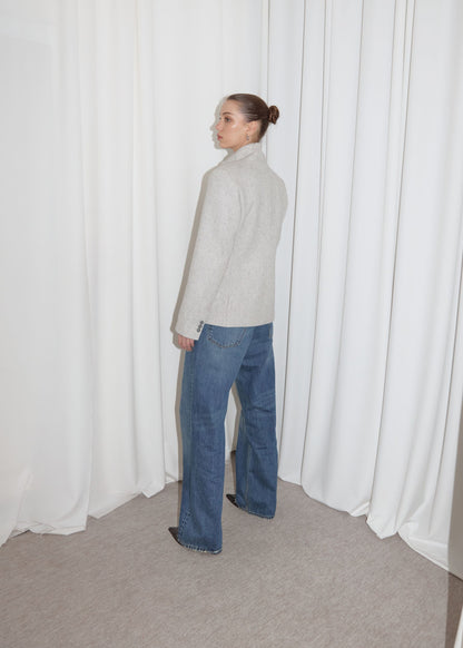 WOOL FITTED BLAZER.  GREY