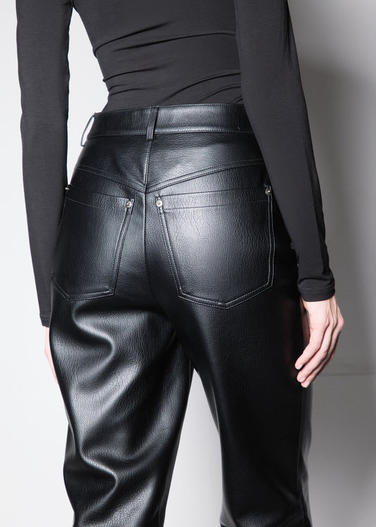 90’S TROUSERS. BLACK PREMIUM VEGAN LEATHER
