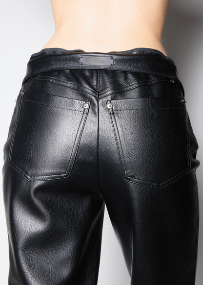 90’S TROUSERS. BLACK PREMIUM VEGAN LEATHER