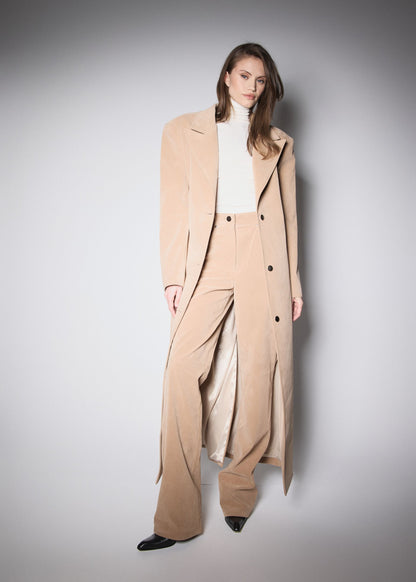 KENNEDY TRENCH. BEIGE VEGAN SUIDE