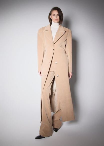 KENNEDY TRENCH. BEIGE VEGAN SUIDE