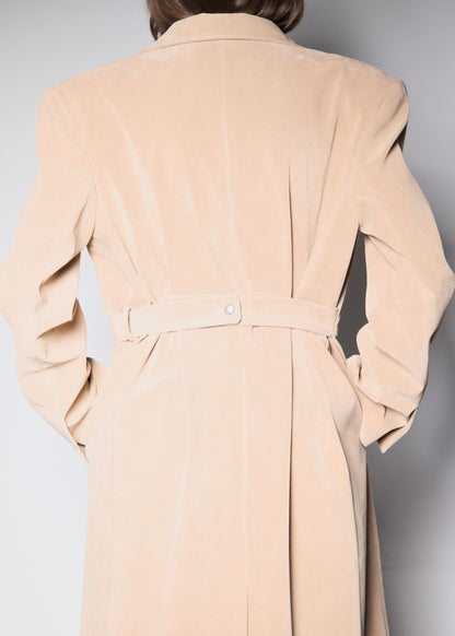 KENNEDY TRENCH. BEIGE VEGAN SUIDE