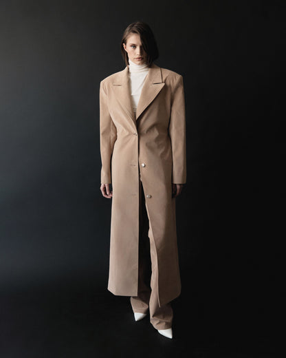 KENNEDY TRENCH. BEIGE VEGAN SUIDE