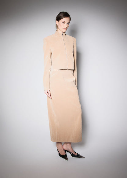 90’S JACKET. BEIGE VEGAN SUIDE