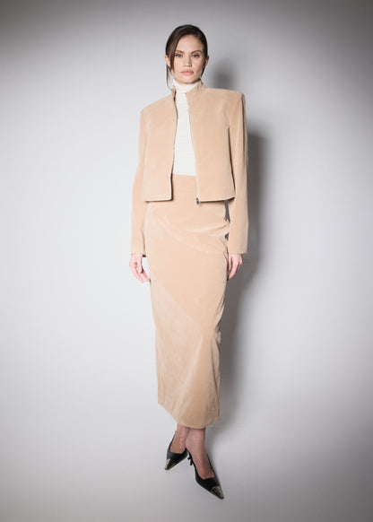 90’S JACKET. BEIGE VEGAN SUIDE