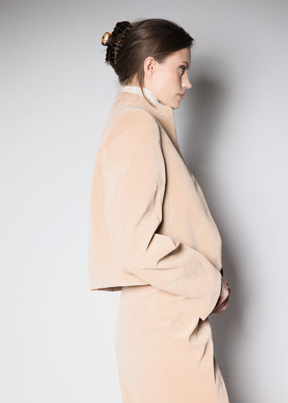 90’S JACKET. BEIGE VEGAN SUIDE
