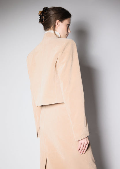 90’S JACKET. BEIGE VEGAN SUIDE