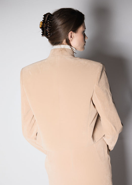 90’S JACKET. BEIGE VEGAN SUIDE