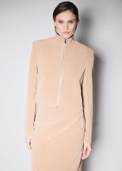 90’S JACKET. BEIGE VEGAN SUIDE