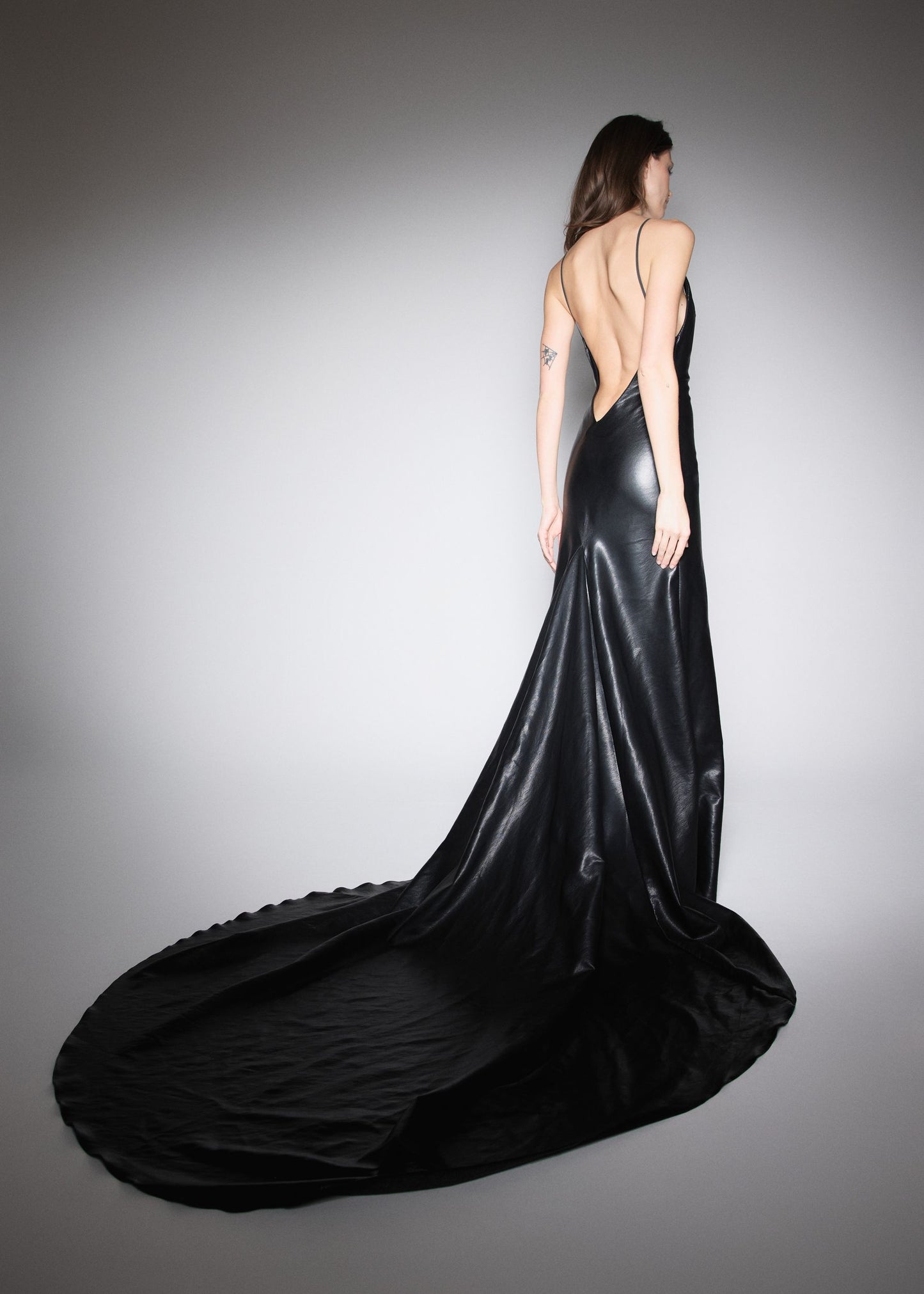 RED CARPET DRESS. VEGAN LEATHER